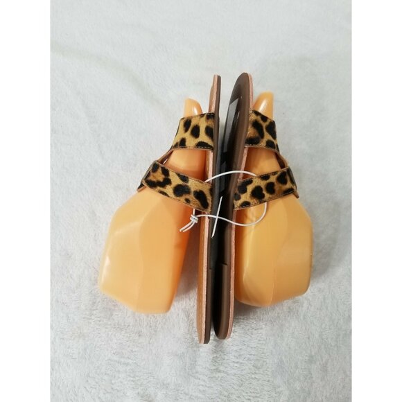 J CREW Women's Size 7 M calf hair slide sandals Animal Print - Picture 5 of 7